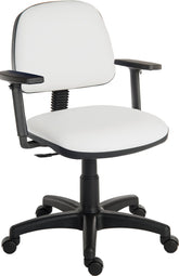 Ergo Blaster Medium Back PU Operator Office Chair with Height Adjustable Arms White - 1100PUWHI/0280 DD